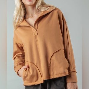 Ruby Oversized Collared Fleece Knit Top